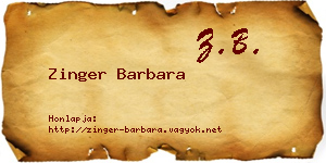 Zinger Barbara névjegykártya